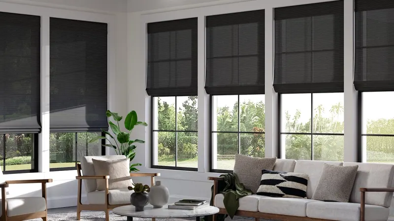 Roman shades in a living room