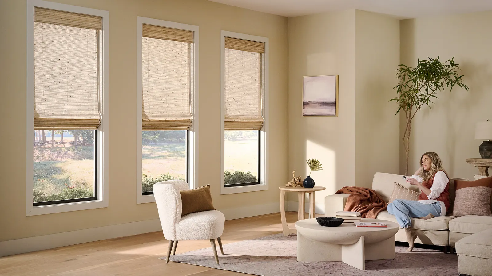 Natural woven wood shades
