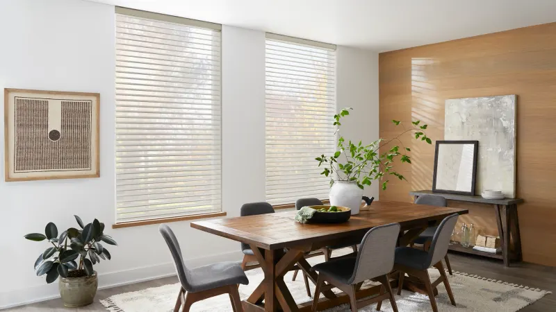 Layered drapery and shadings in a formal living room