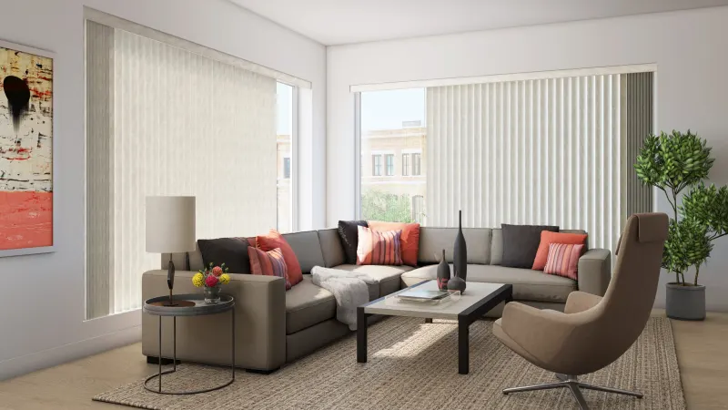 Vertical blinds on a sliding door