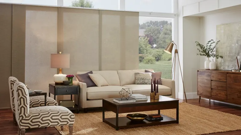 Solar roller shades in an office