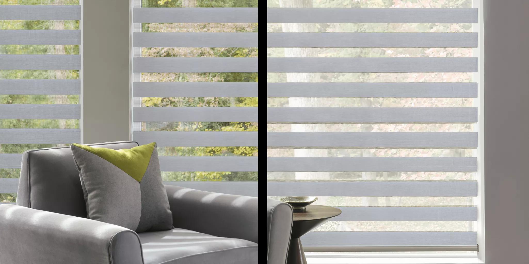 Hunter Douglas Banded Shades on Living Room windows
