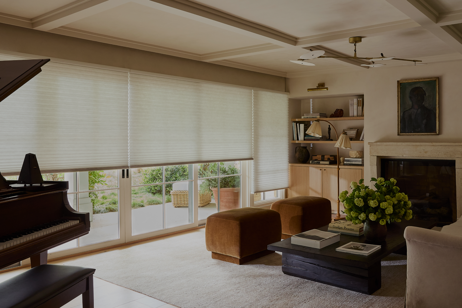 Duette shadings in living room.