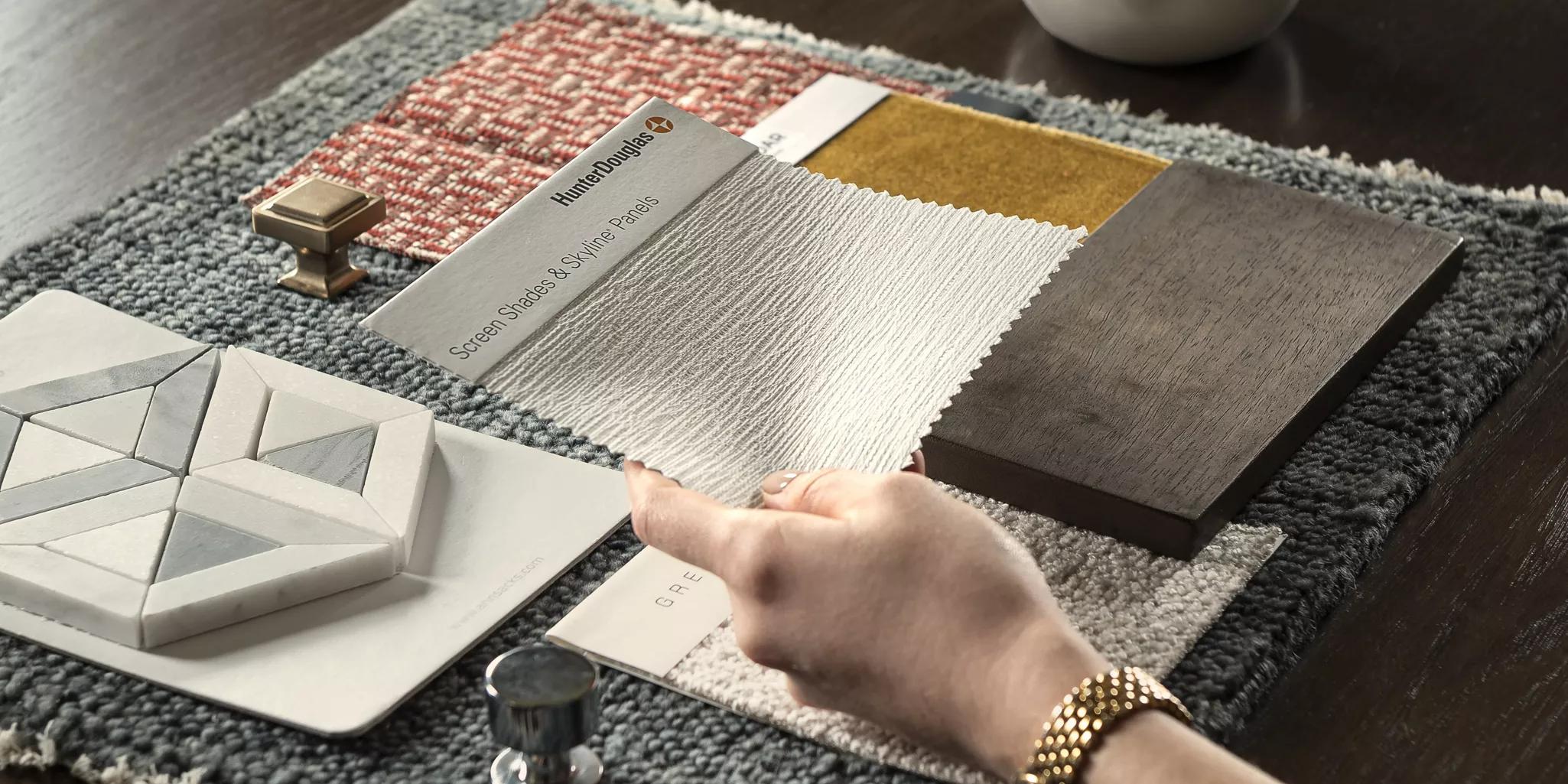 dealer showing fabric swatches