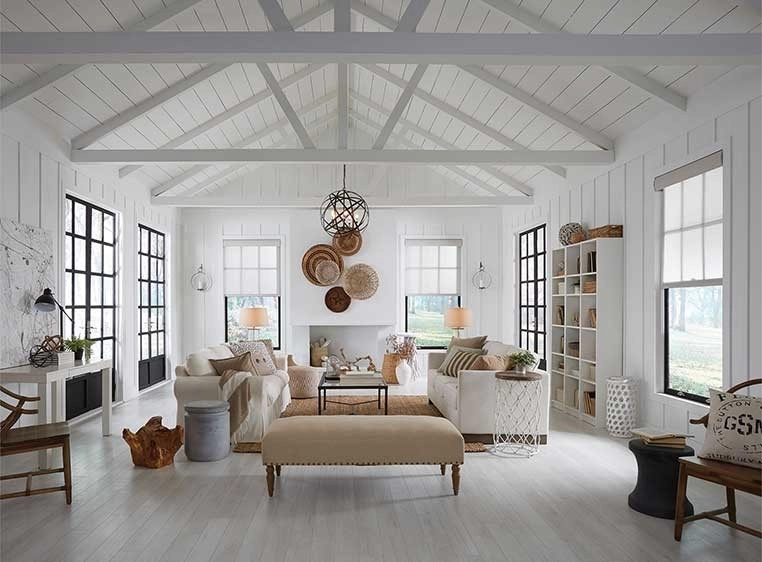 Rustic, white living room