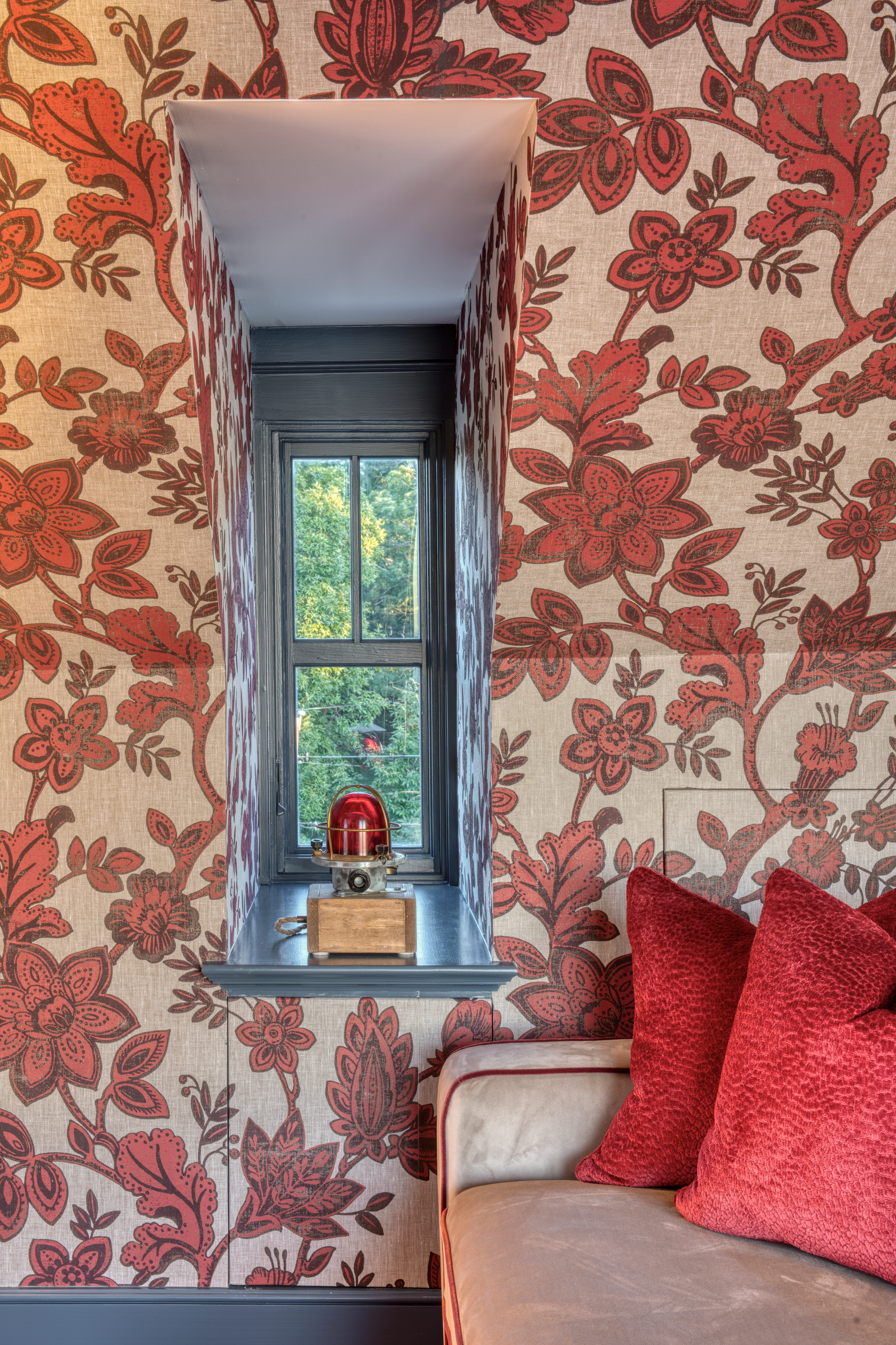 Bedroom windows with shades.
