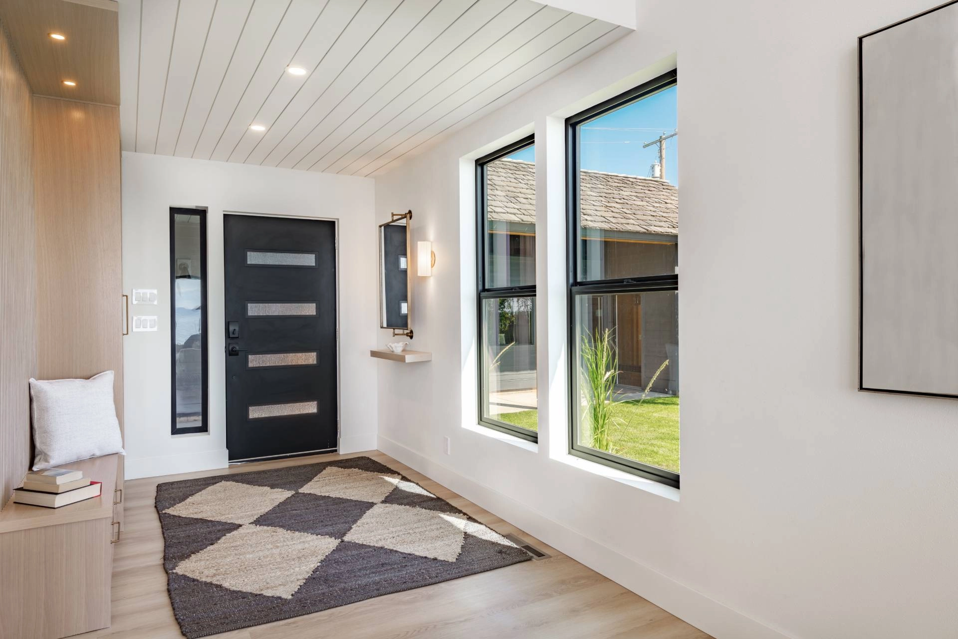 A residential foyer with two large windows and one sidelight near Boone (NC)