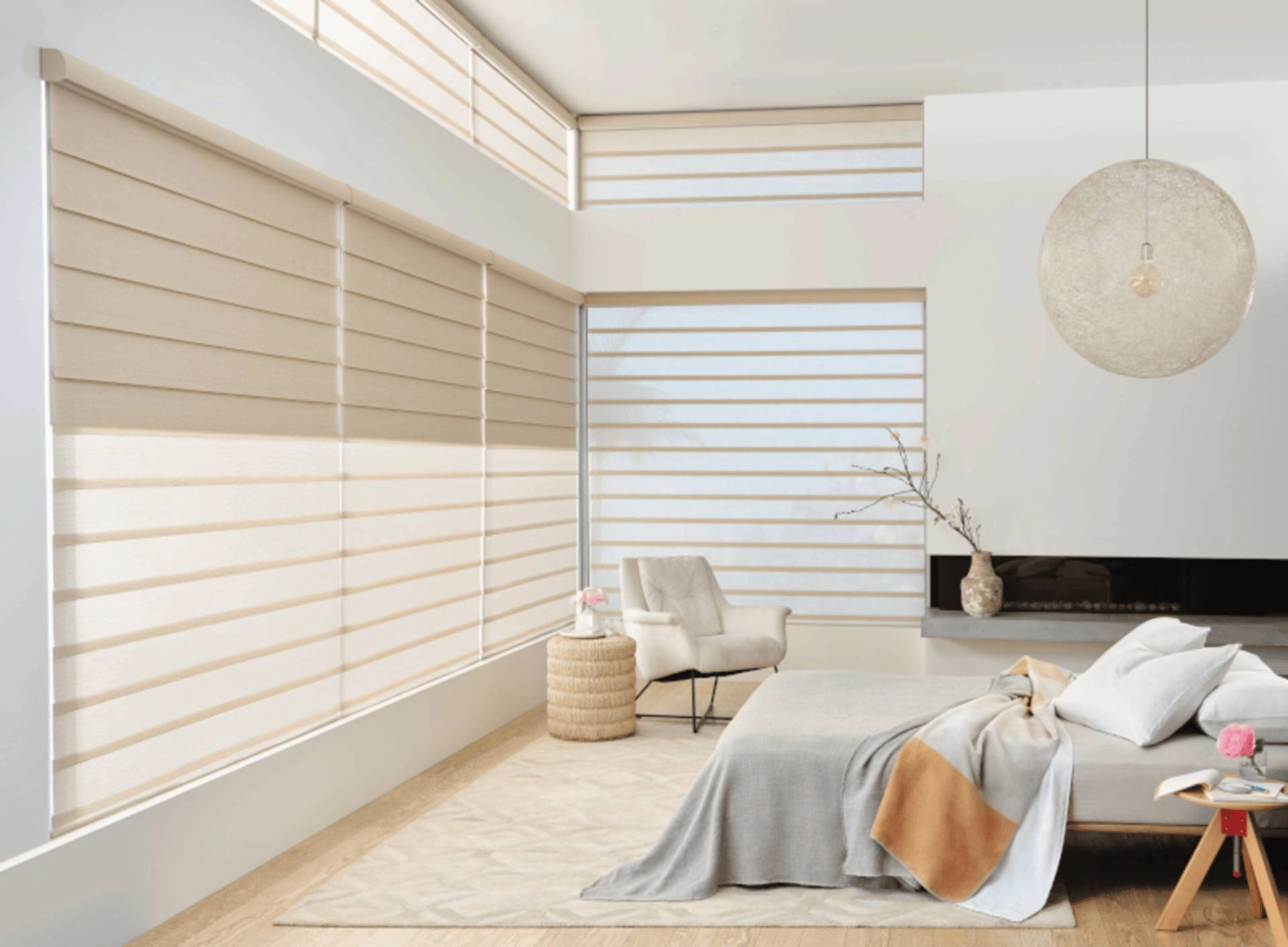 Bedroom Roman shades offer privacy and light control near Apex, NC