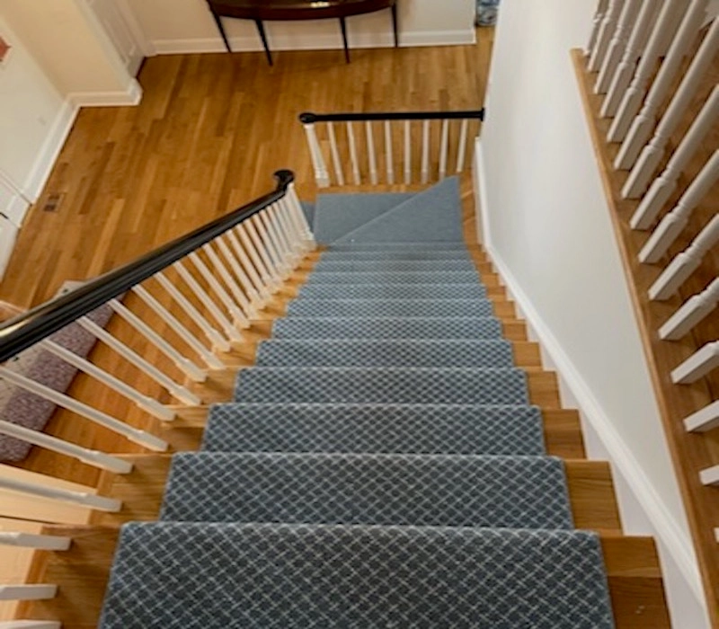 White and Blue Stair Runner 