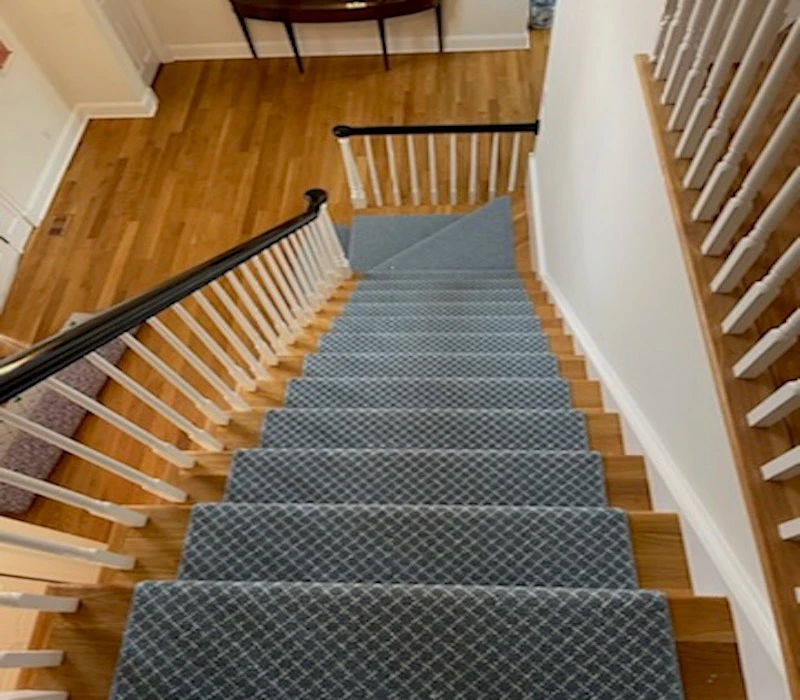 White and Blue Stair Runner 