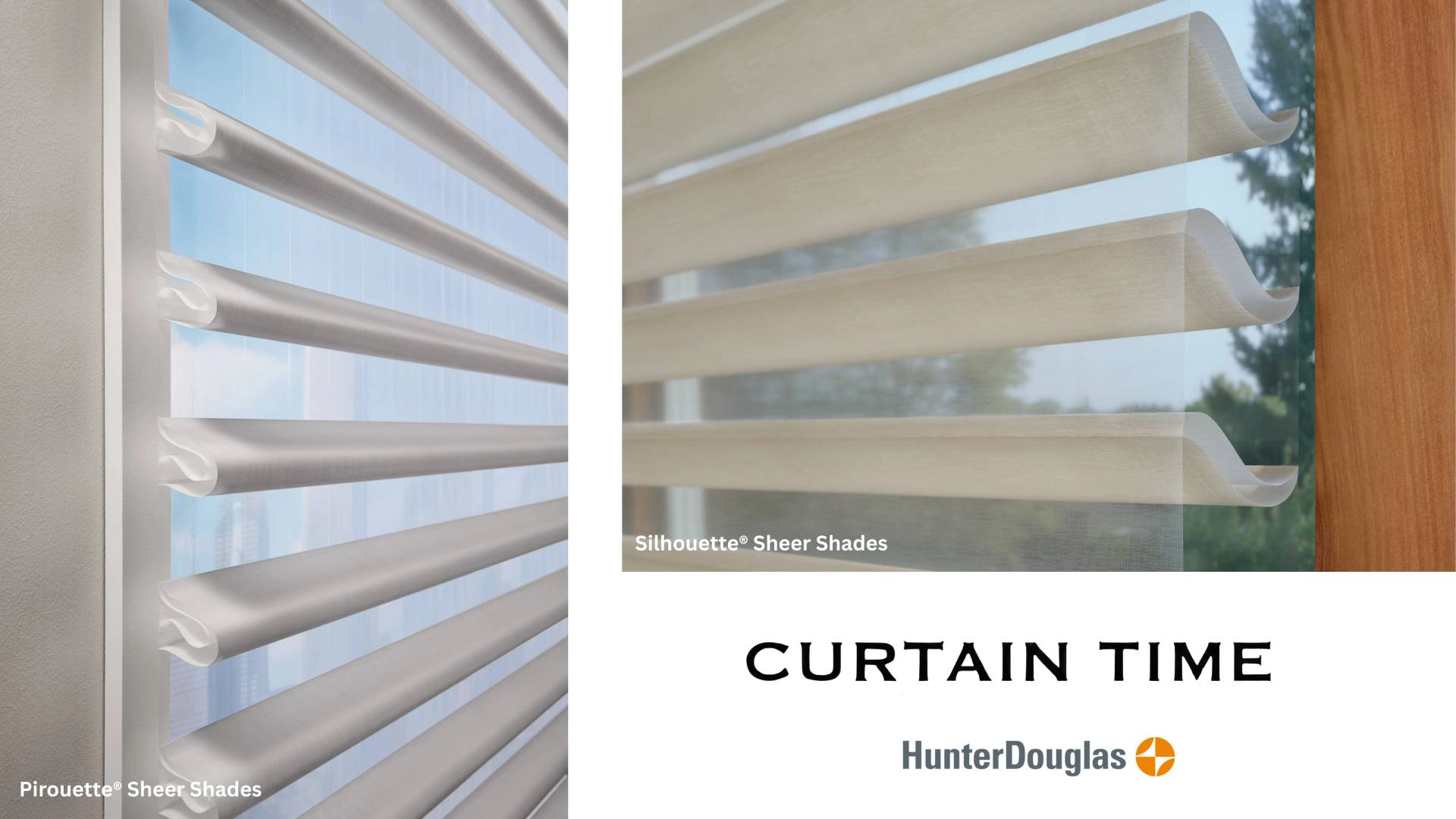 Hunter Douglas Pirouette® vs Silhouette® Sheer Shades at Curtain Time in Stoneham, MA