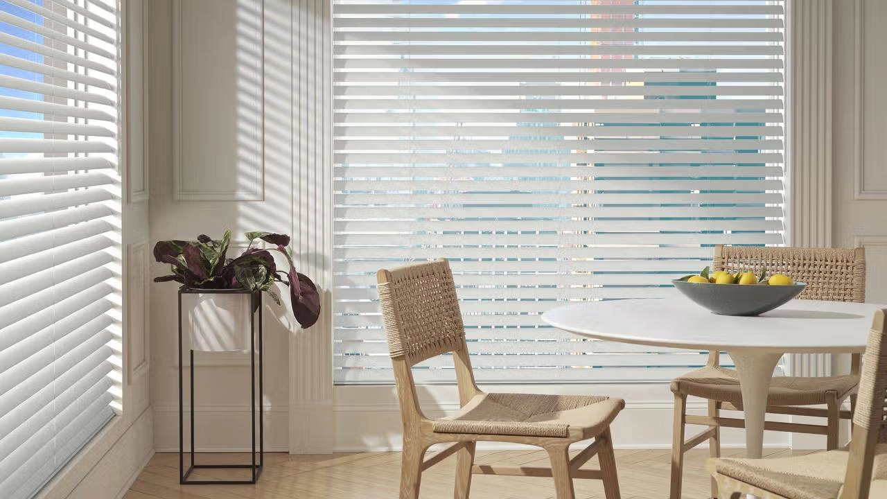 Hunter Douglas Aria™ Soft Blinds in a studio apartment near Gresham, OR