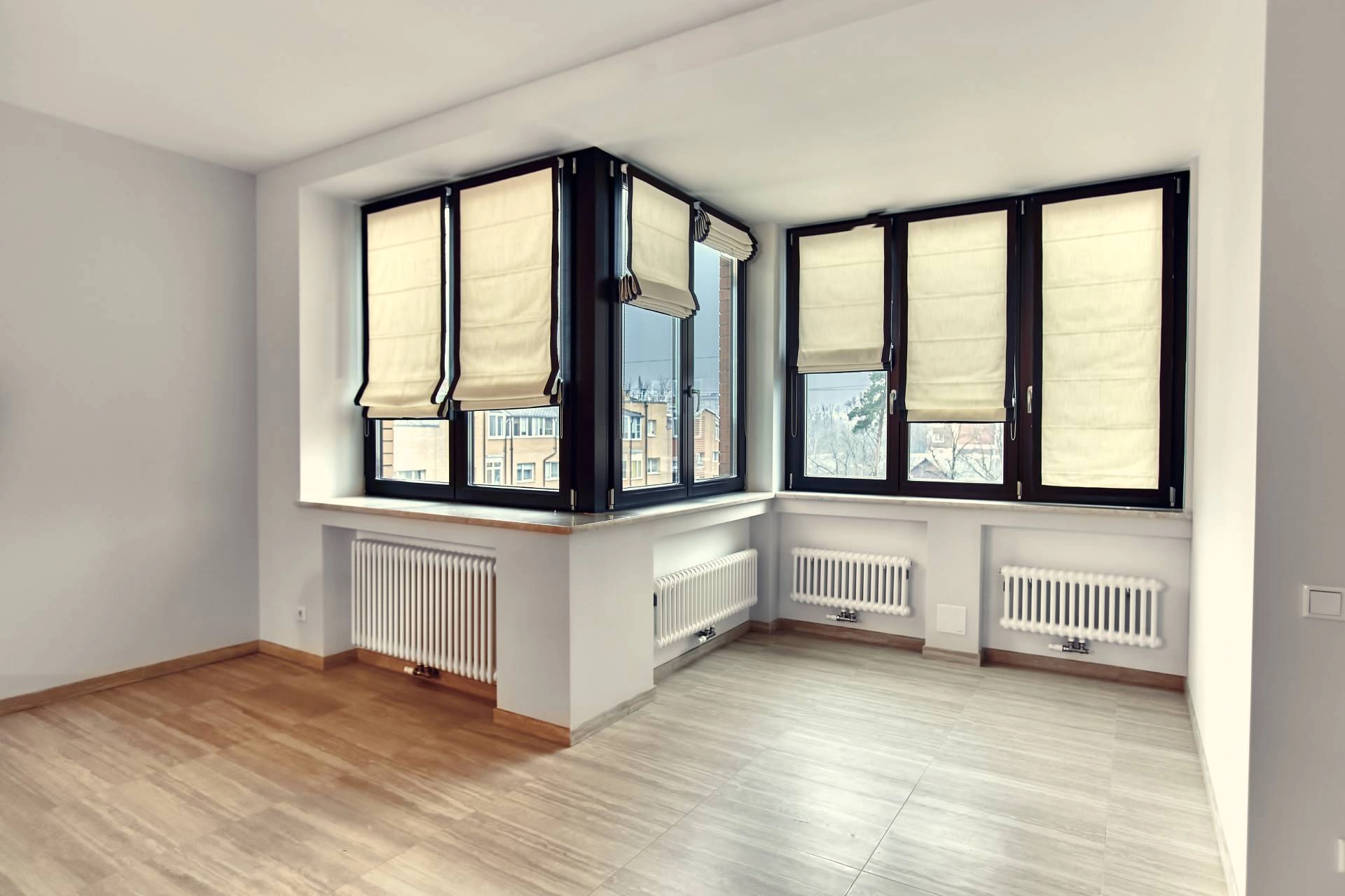 Custom vertical shades covering multiple windows near Tucson, AZ.