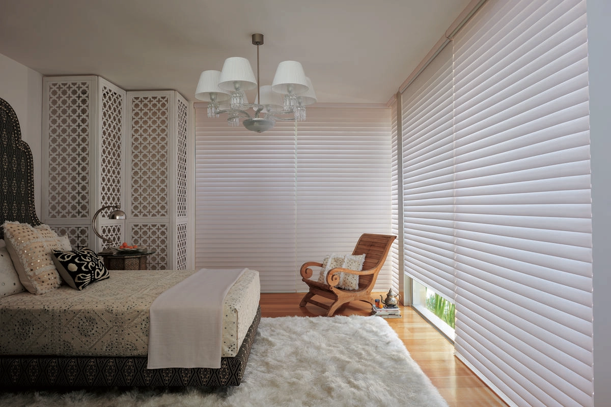 Transform your Bedroom with Motorized Shades, Silhouette® Window Shadings, Featuring Blackout Shades near Anaheim, California (CA)