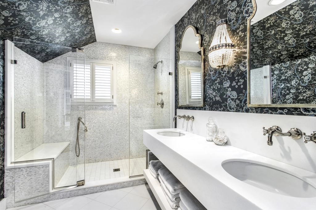 Bedroom windows with shades.