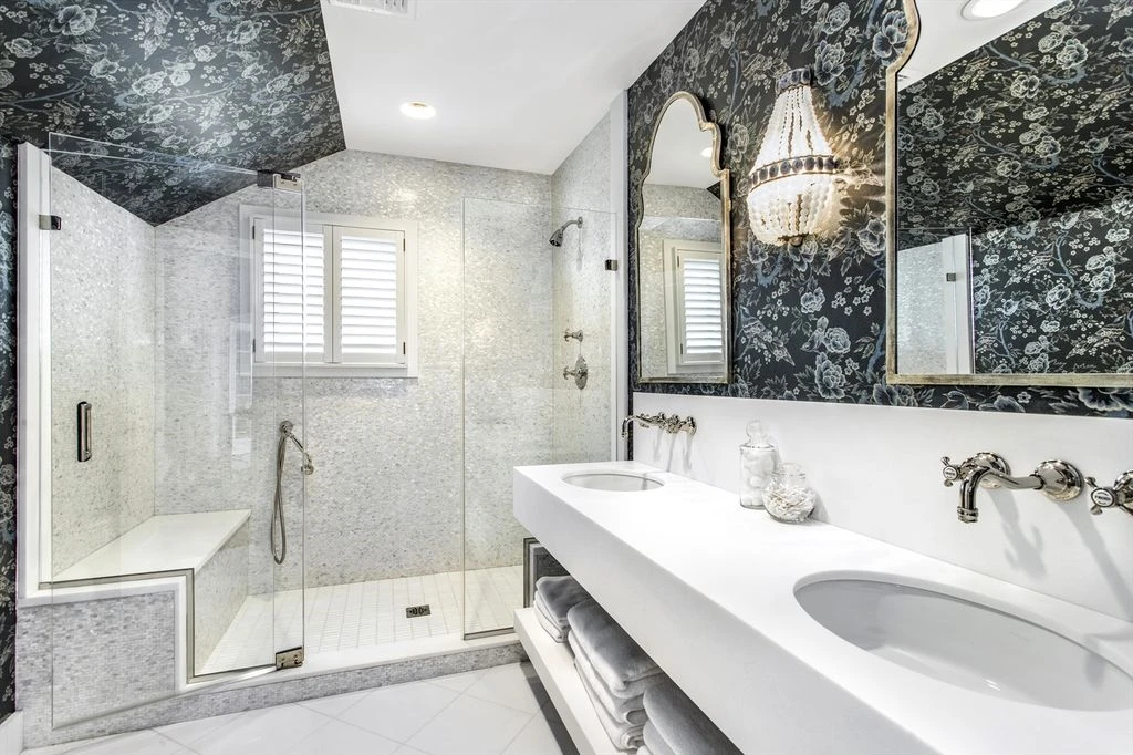 Bedroom windows with shades.