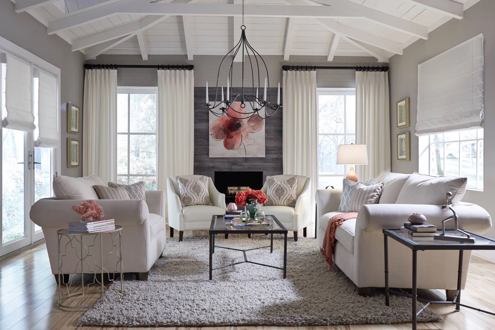 Carole Fabrics Custom Drapery in a living room at Mr. K’s Fabric Shop near Quincy, IL