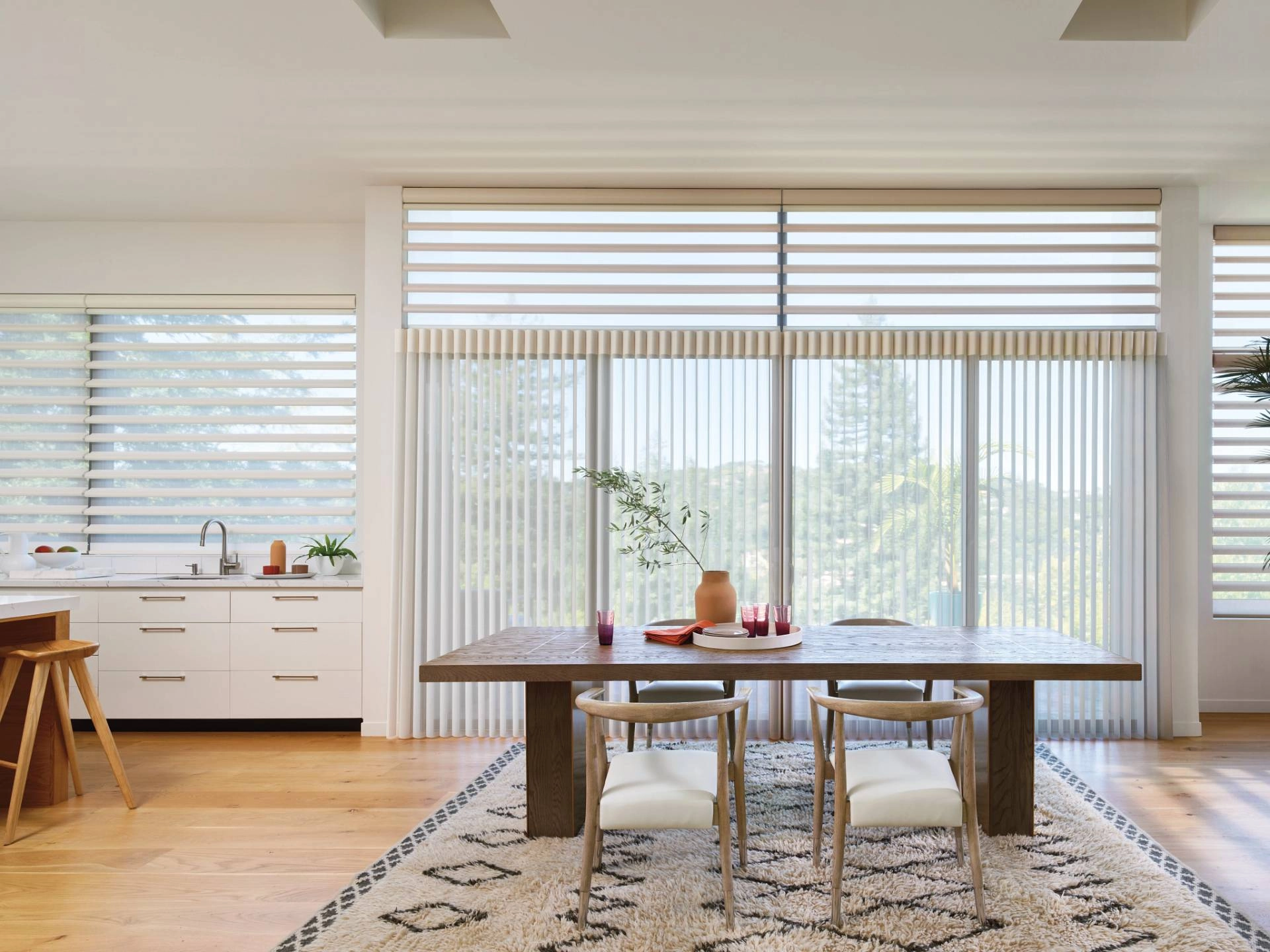 Hunter Douglas Luminette® Sheer Panels in a kitchen near Kalaheo, Hawaii