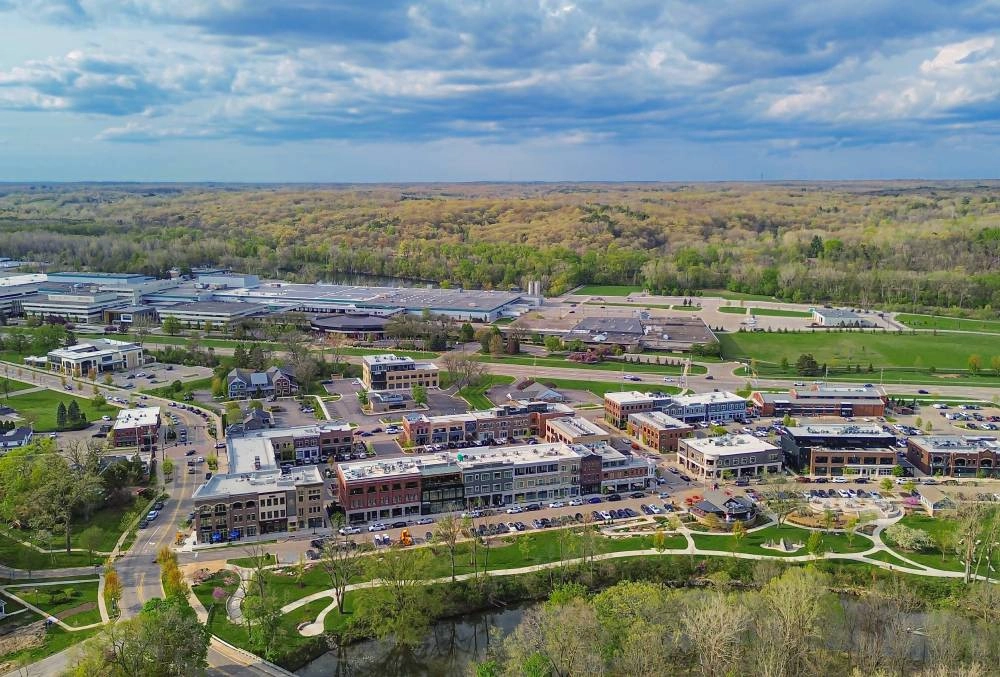 An aerial image of Ada, Michigan (MI)