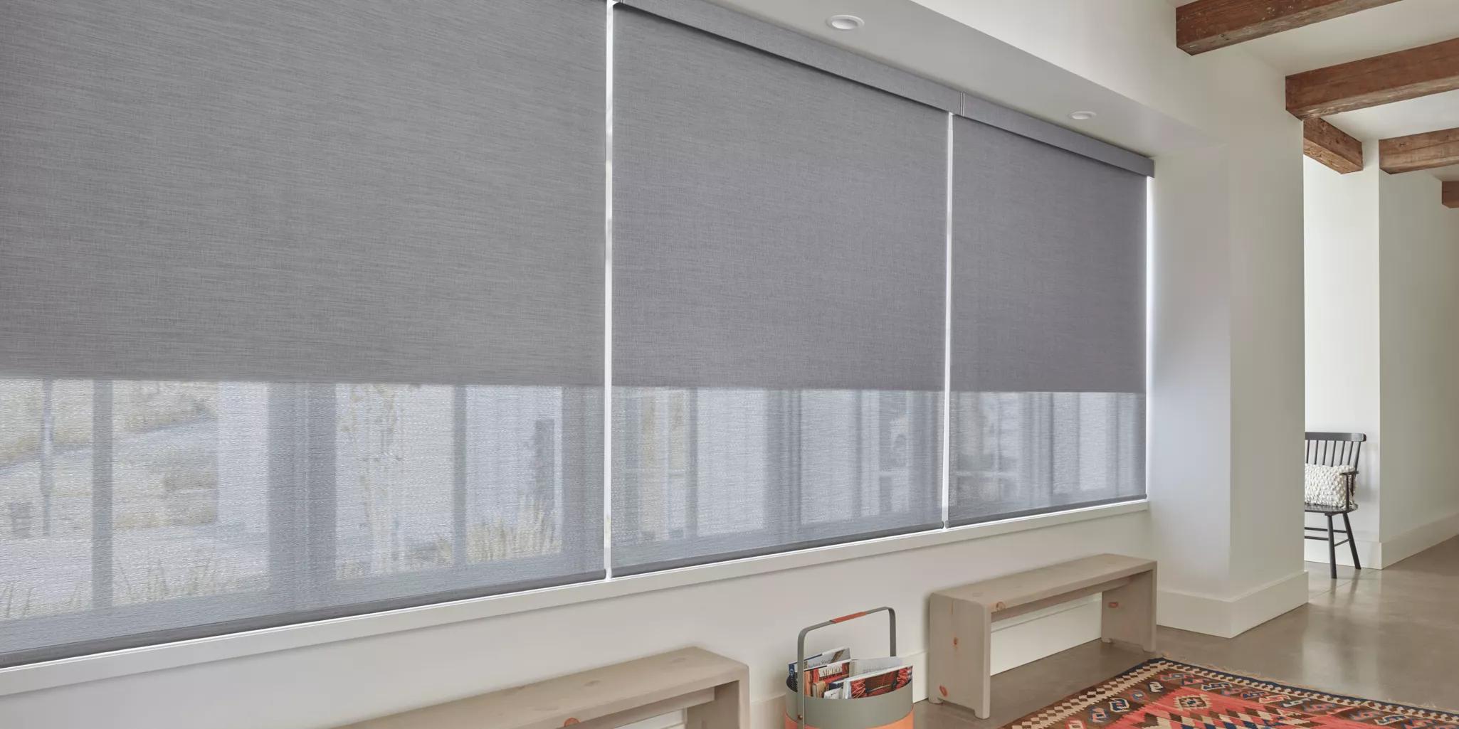 Designer Roller Shades in Fabios Hallway