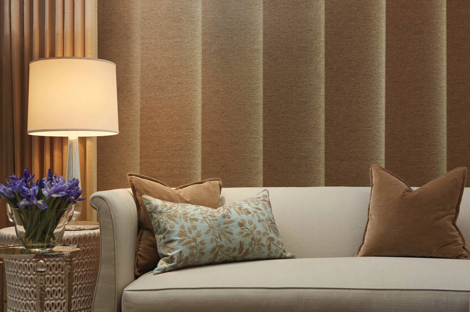 Hunter Douglas vertical blinds in a media room near Temecula, CA