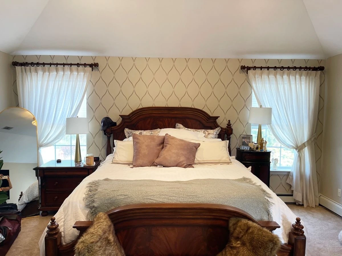 Drapery in bedroom windows