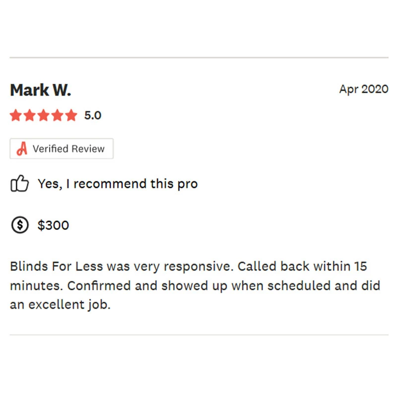 Blinds for Less Review on Angi