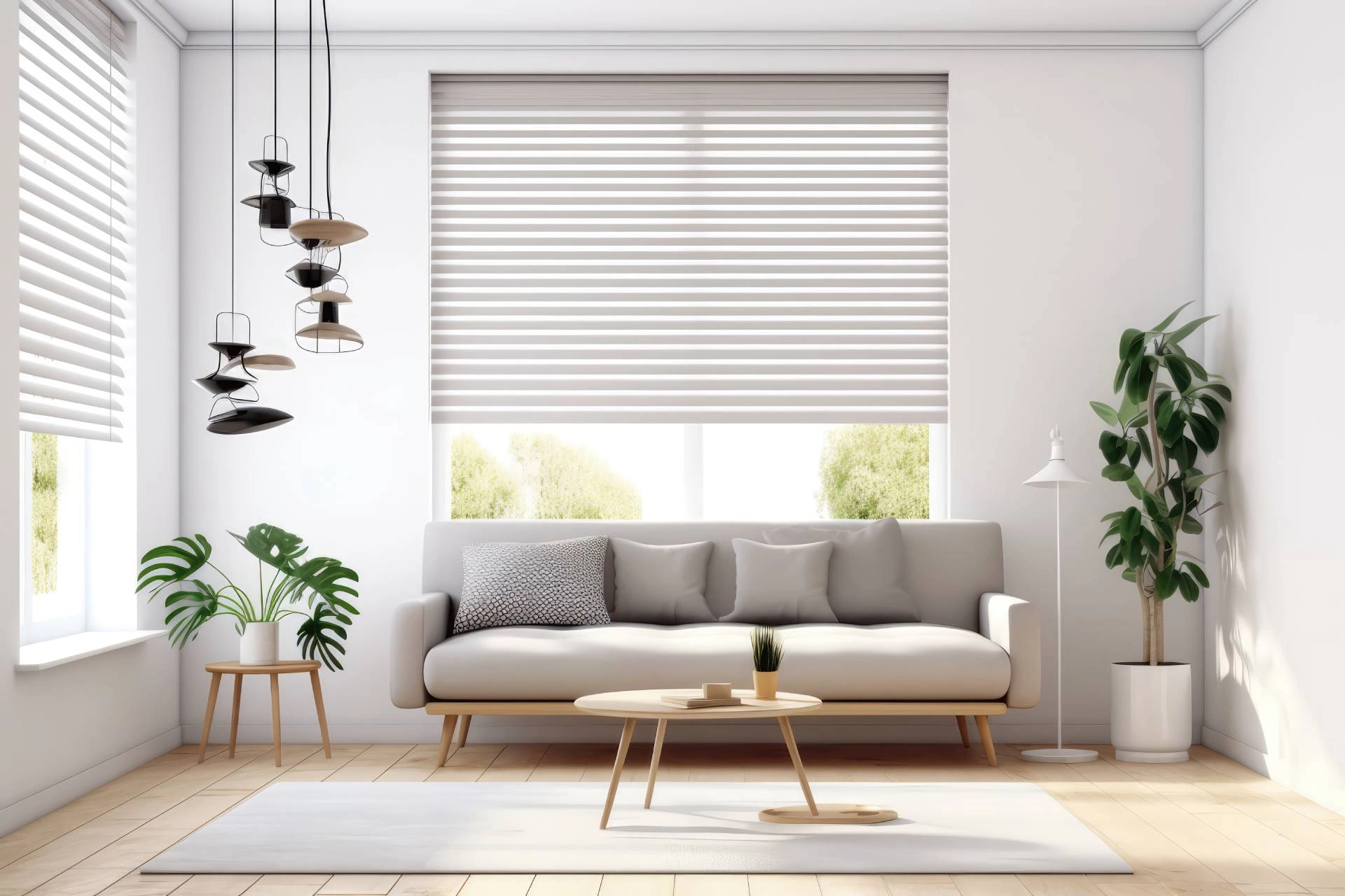 Modern shades in a contemporary living room near Anaheim, CA
