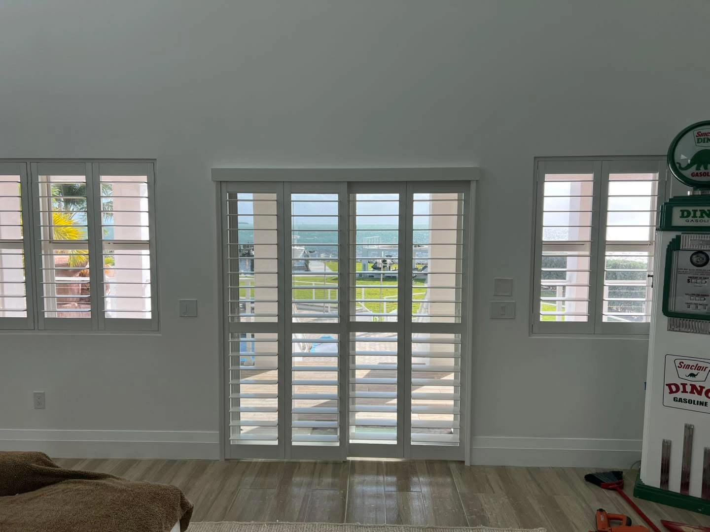 Blinds on doors.