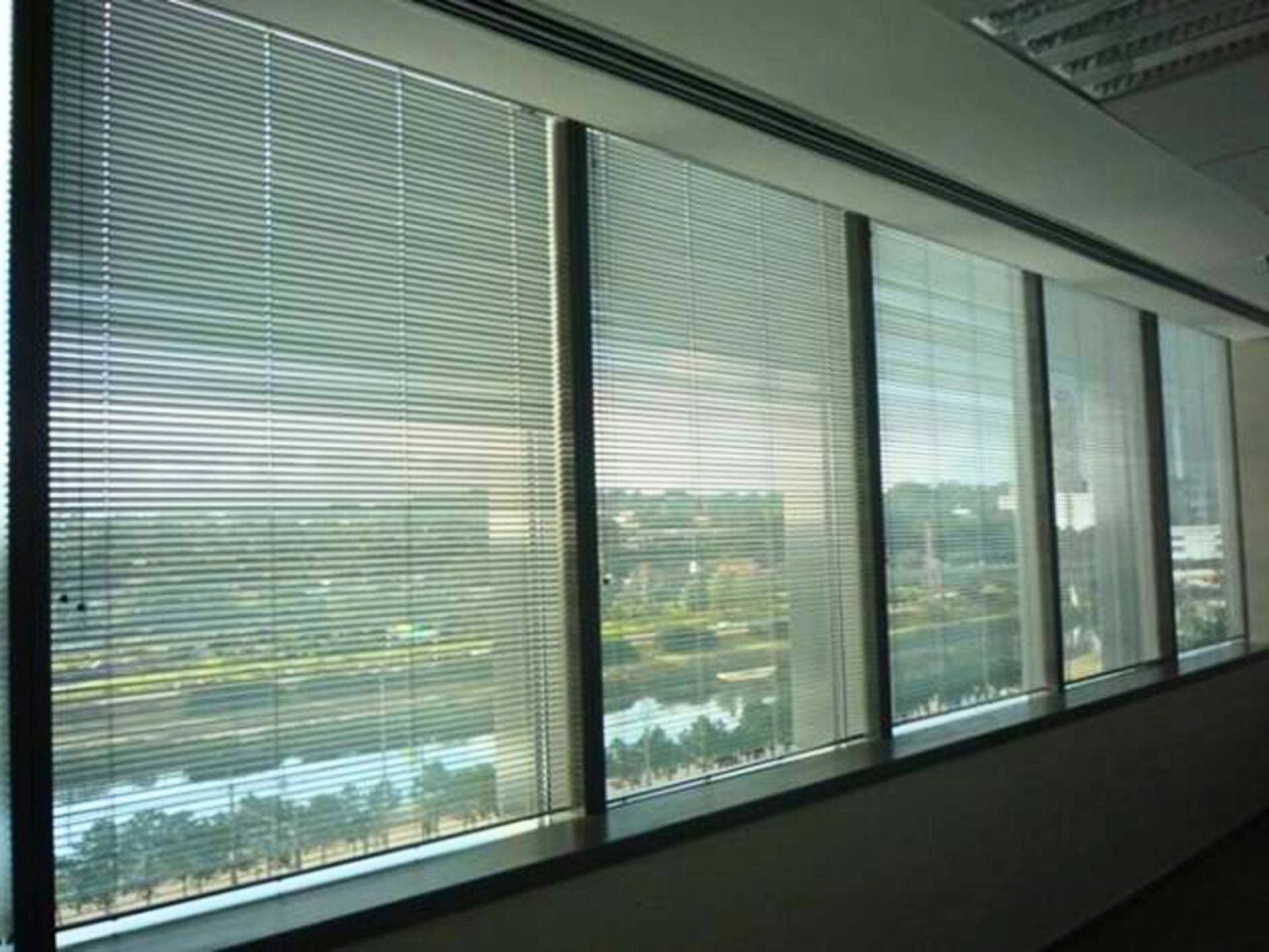 Hunter Douglas EverWood® Faux Wood Blinds in a public space near Boston, MA.