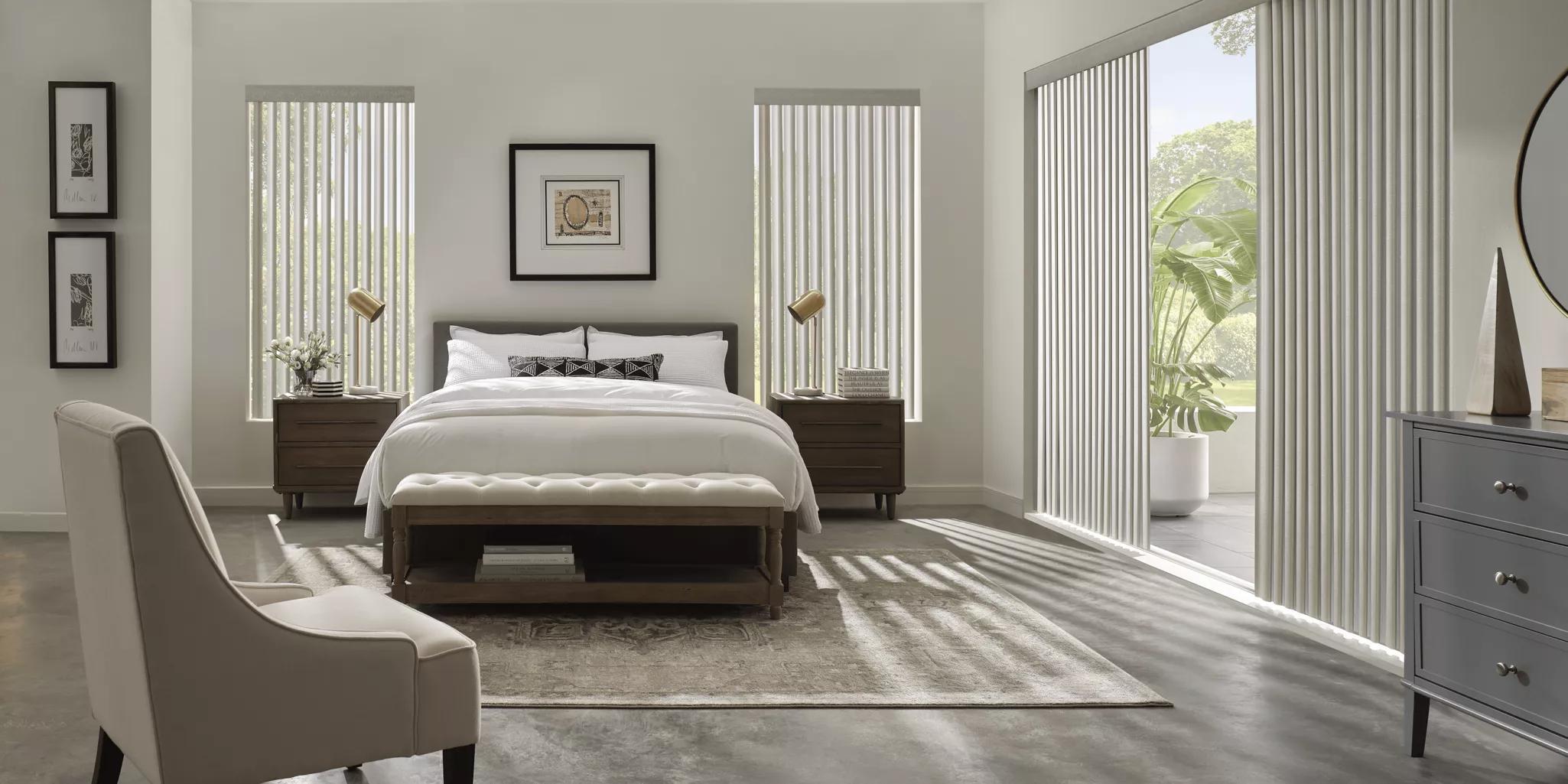 Cadence Vertical Blinds in Bedroom