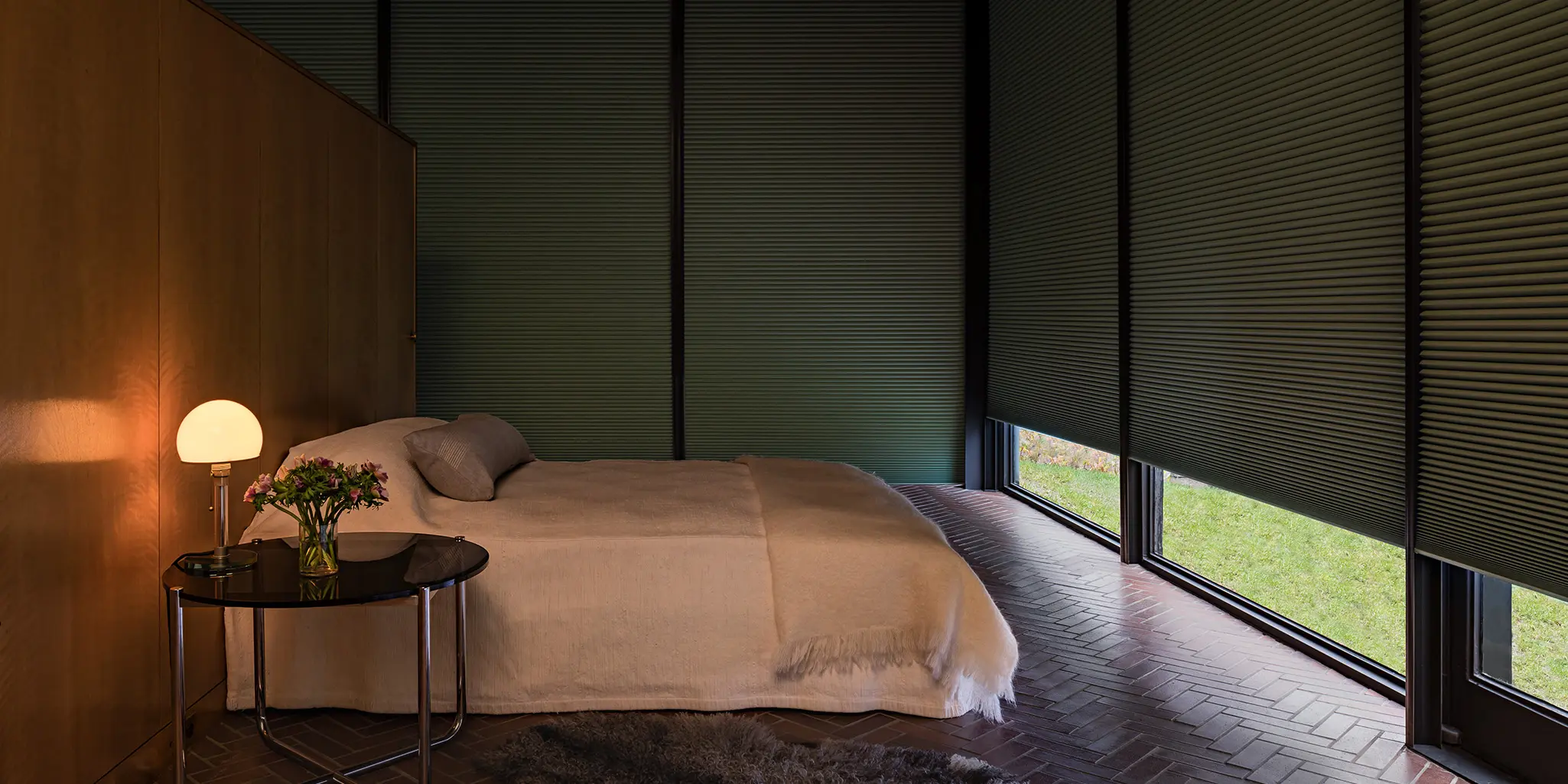 Hunter Douglas Window Shades with LightLock in a bedroom