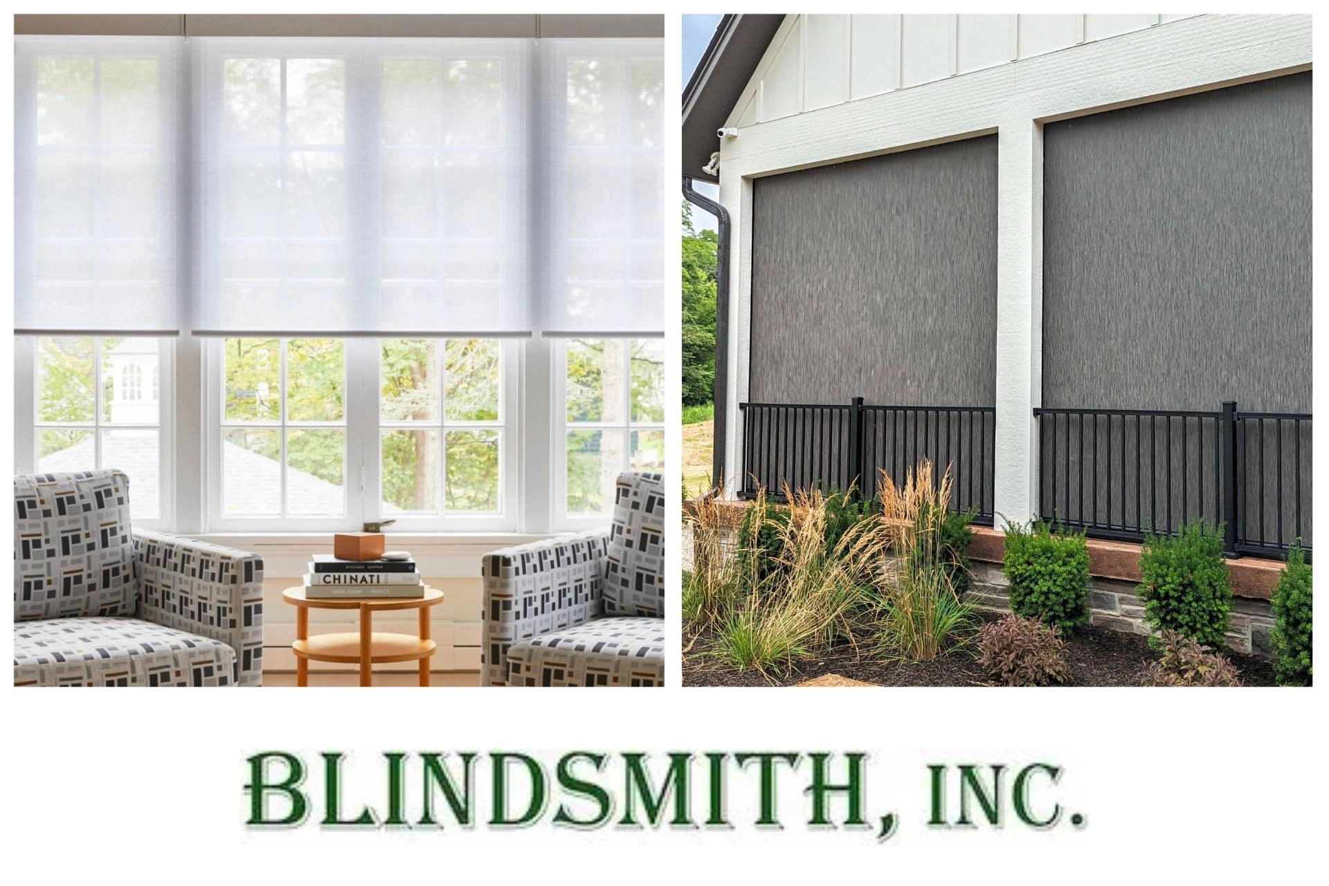 Shades for outside patio and inside a house near Arvada, CO.