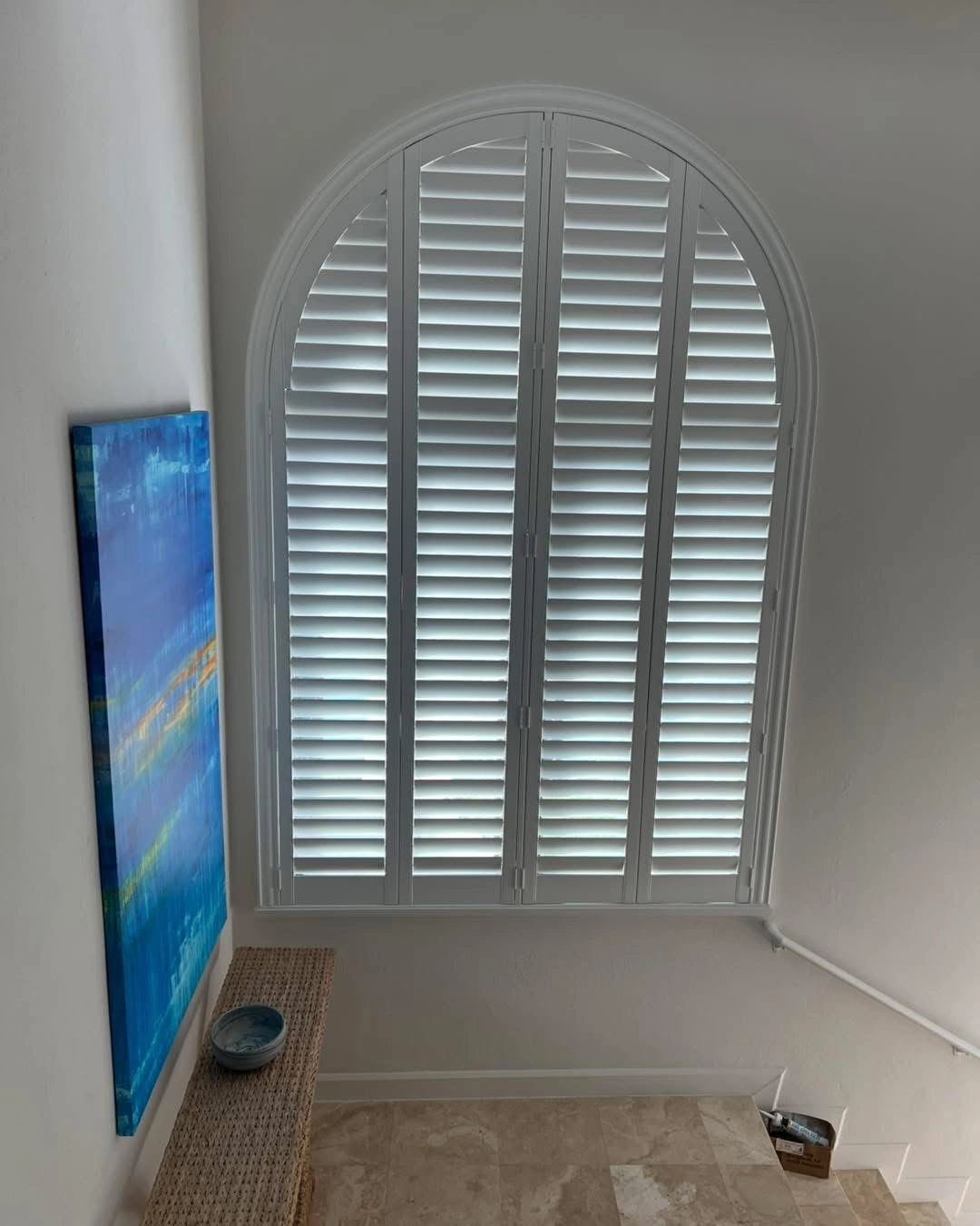 Shutters in a window.