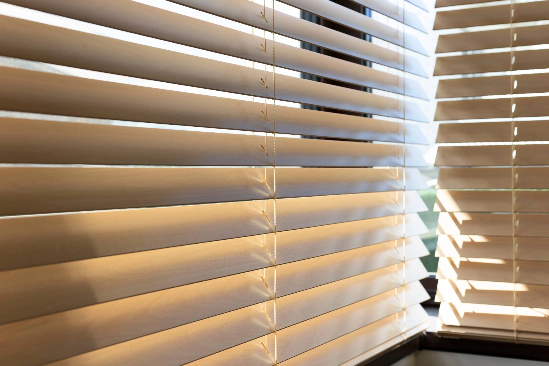 Window blinds on a corner window near Oklahoma City, Oklahoma (OK)