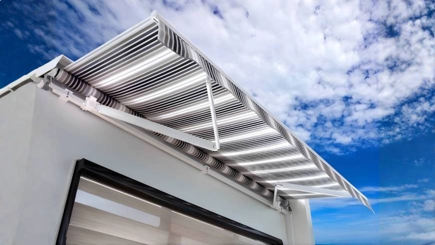 Awnings over a window near Bloomington, Illinois (IL)