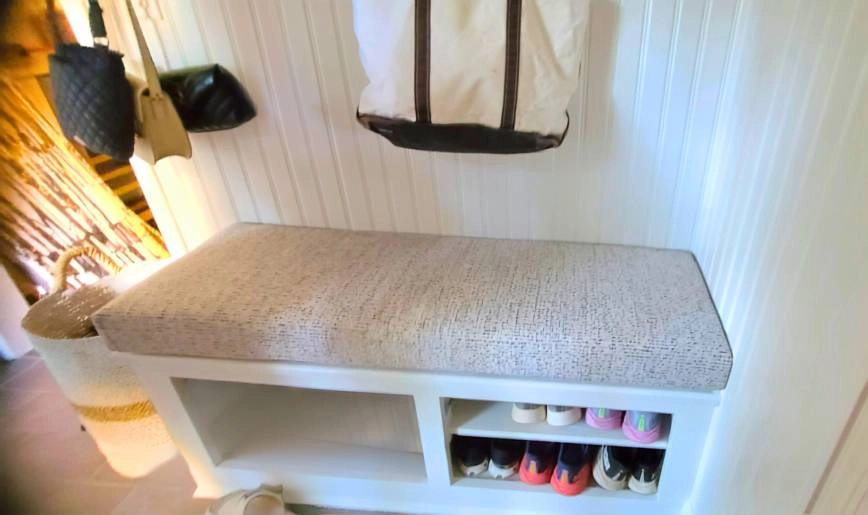 Custom bench cushion in an entryway