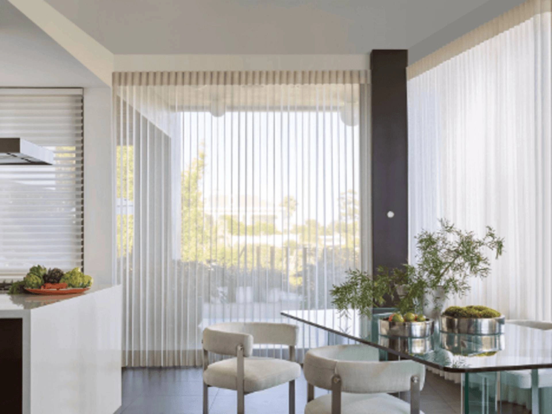 Horizontal and vertical blinds controlled with PowerView® Automation near New York.