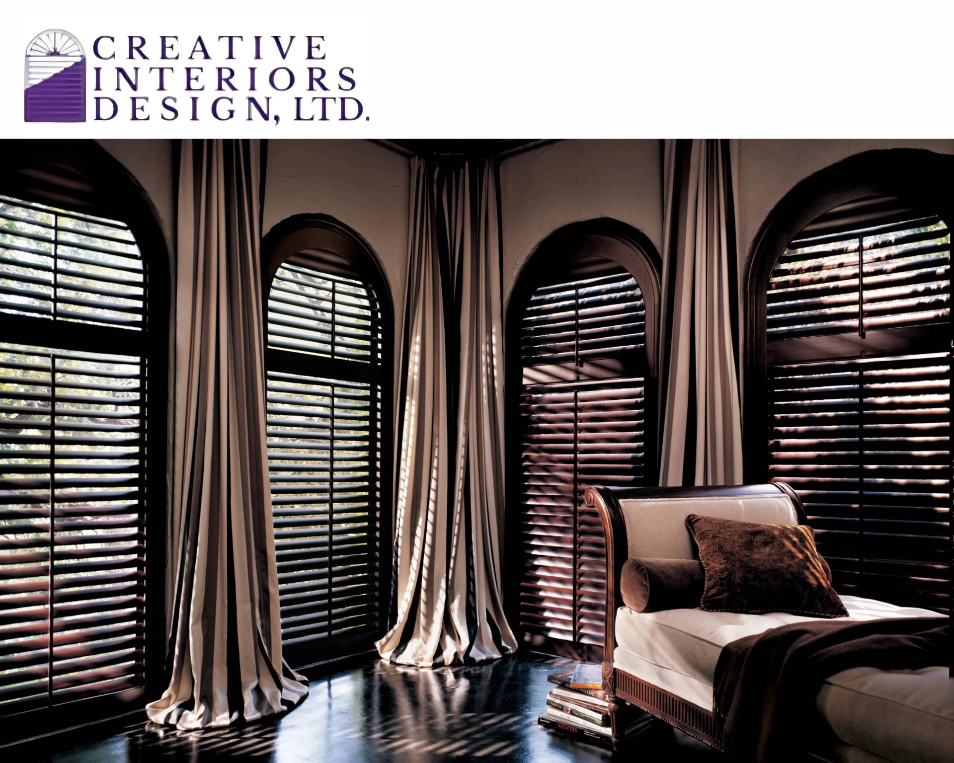 Hunter Douglas Heritance® Wood Shutters in an arched window near Denver, Colorado (CO)