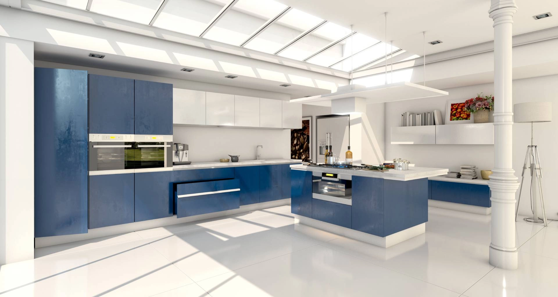 A luxury kitchen with a large skylight near Sacramento, California (CA)