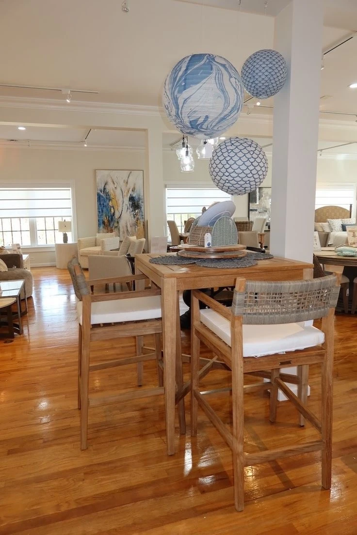 Lighting and dining room scene in showroom.