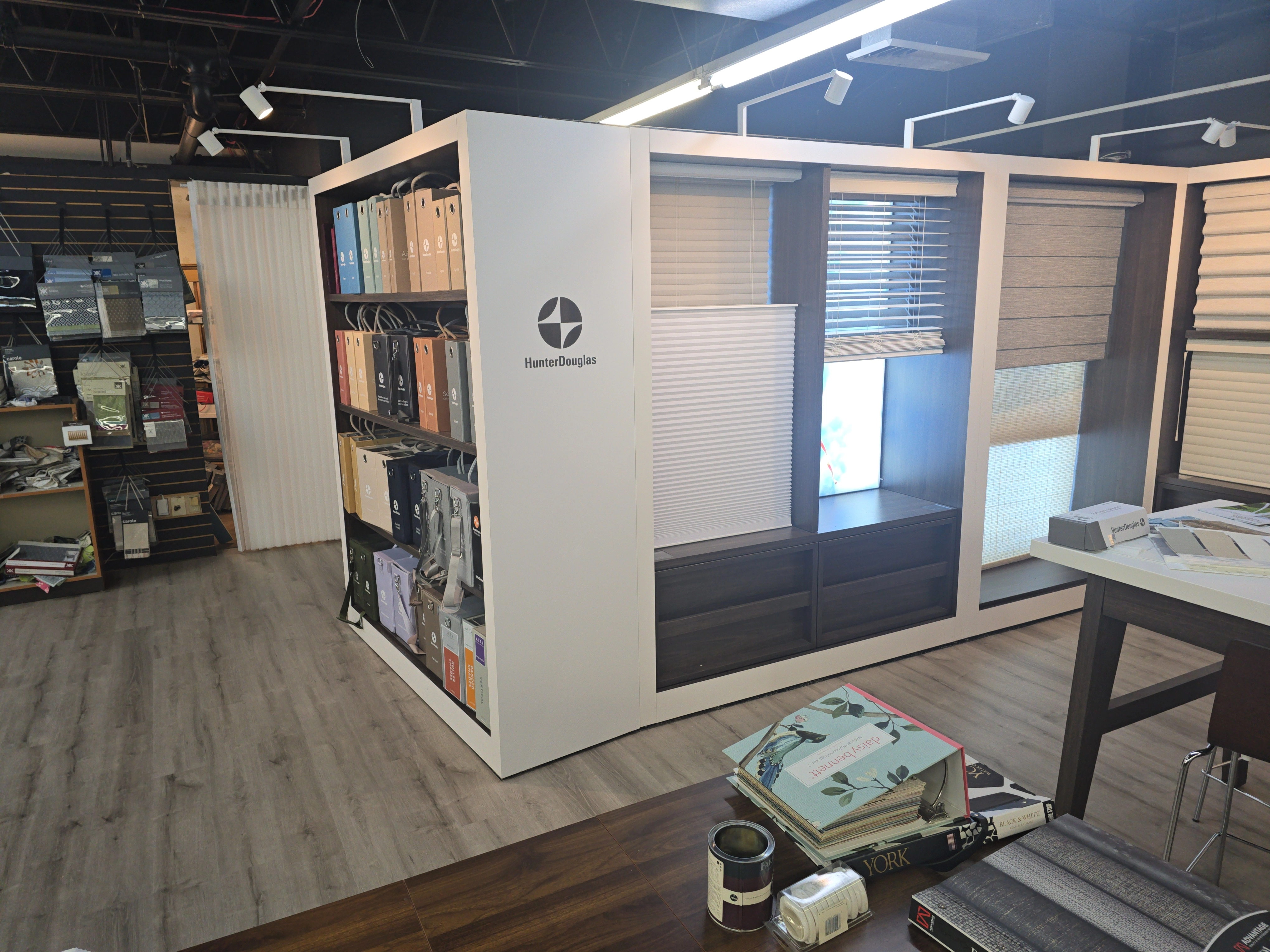 Hunter Douglas product samples and sample books.