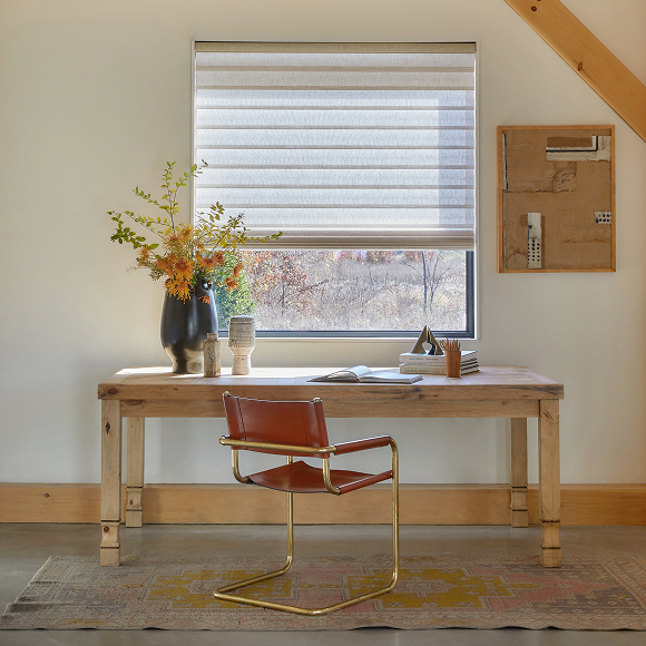 Home Office with Hunter Douglas window coverings.