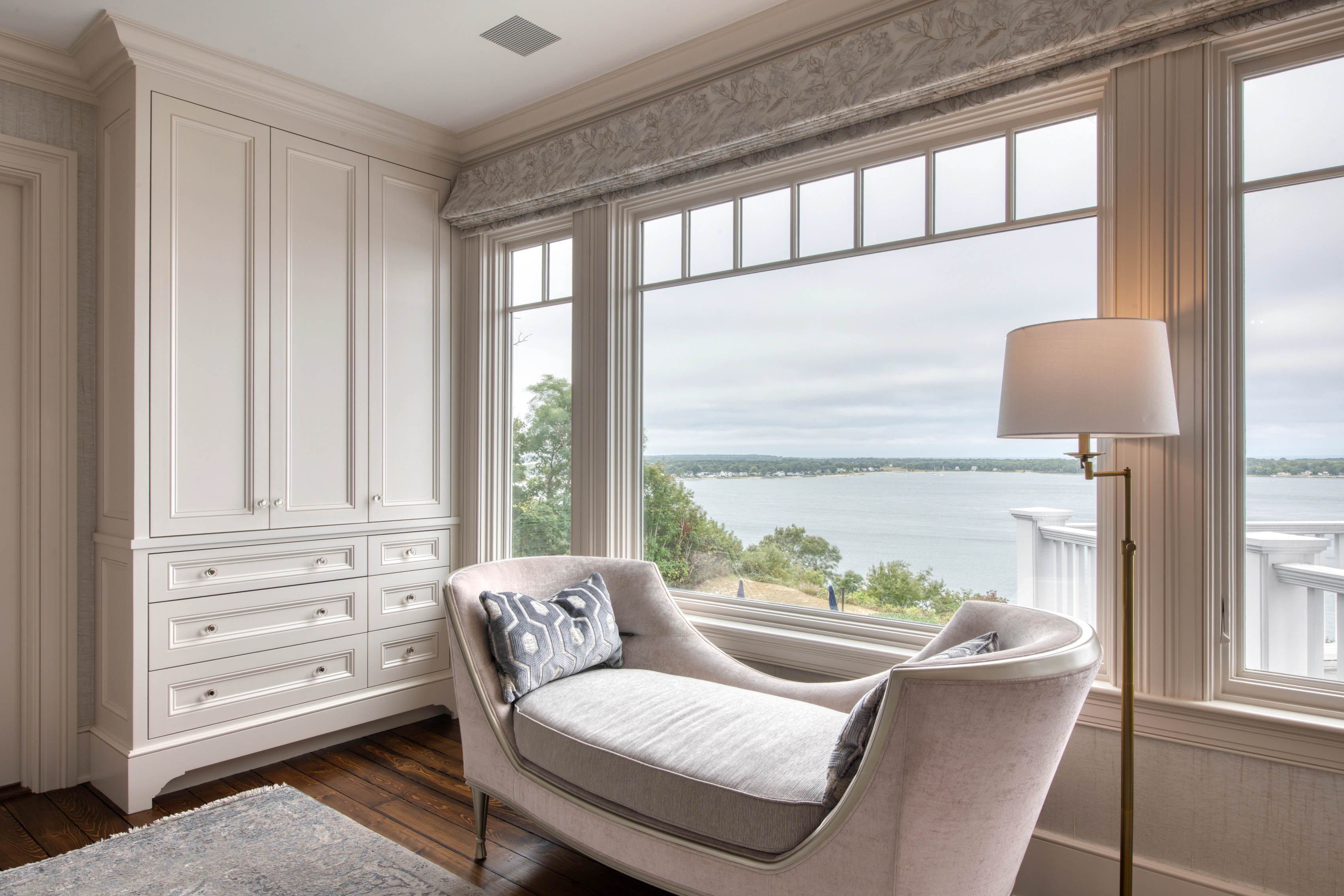 Bedroom windows with shades.
