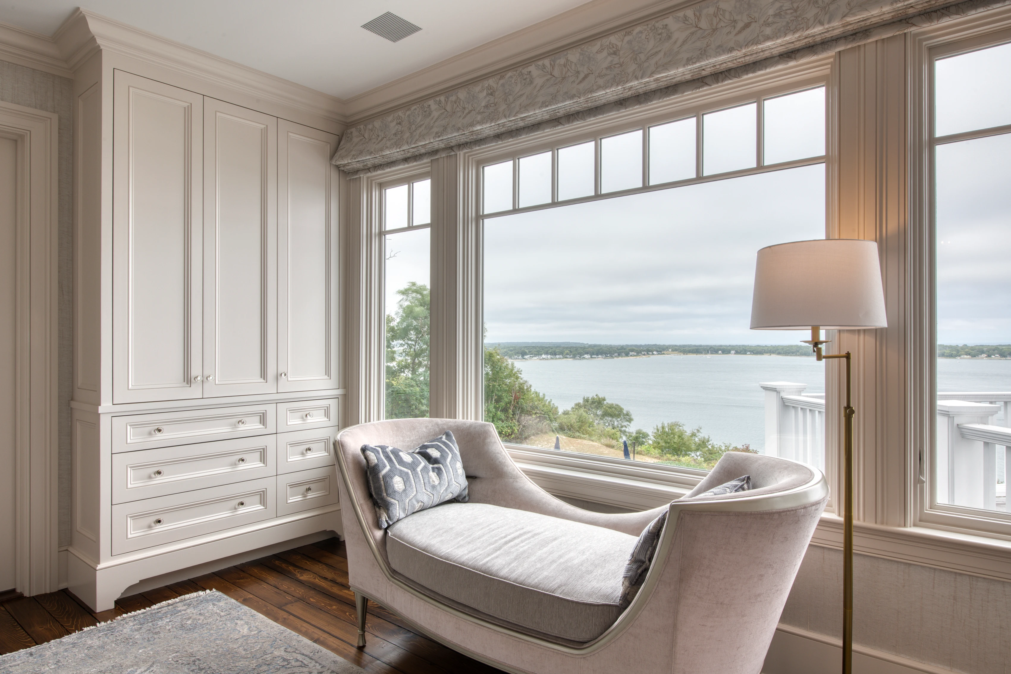 Bedroom windows with shades.