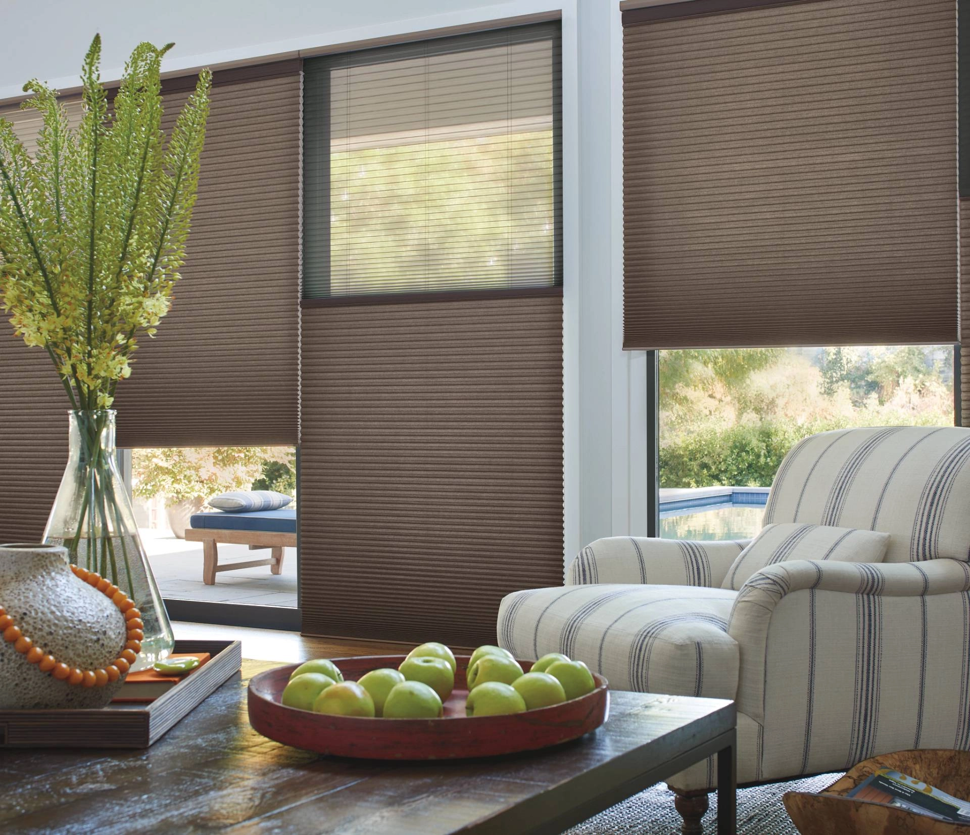 Duette® Cellular Shades insulate against heat gain, prevent glare, and allow outdoor views.