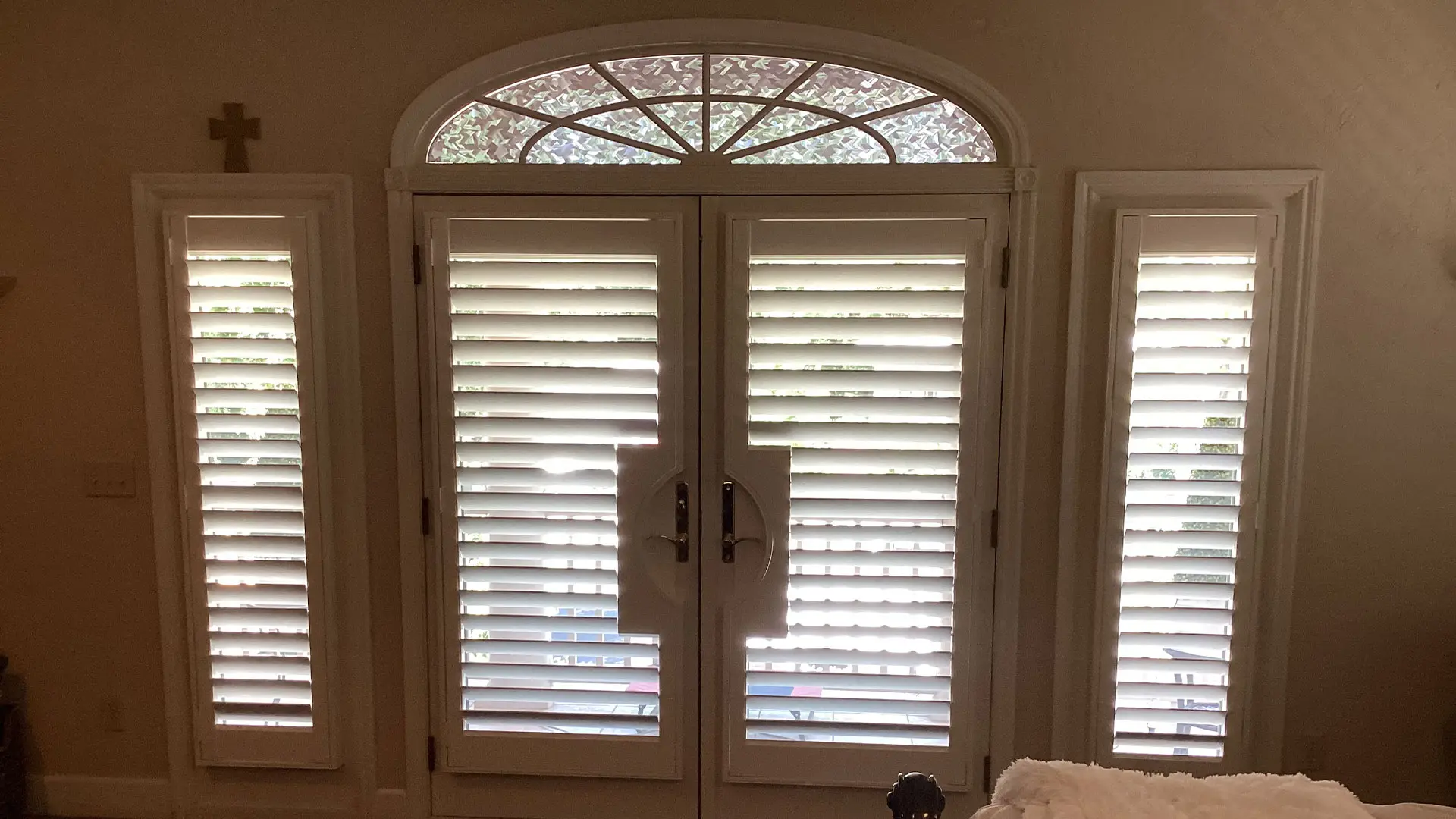 Windows with shutters.