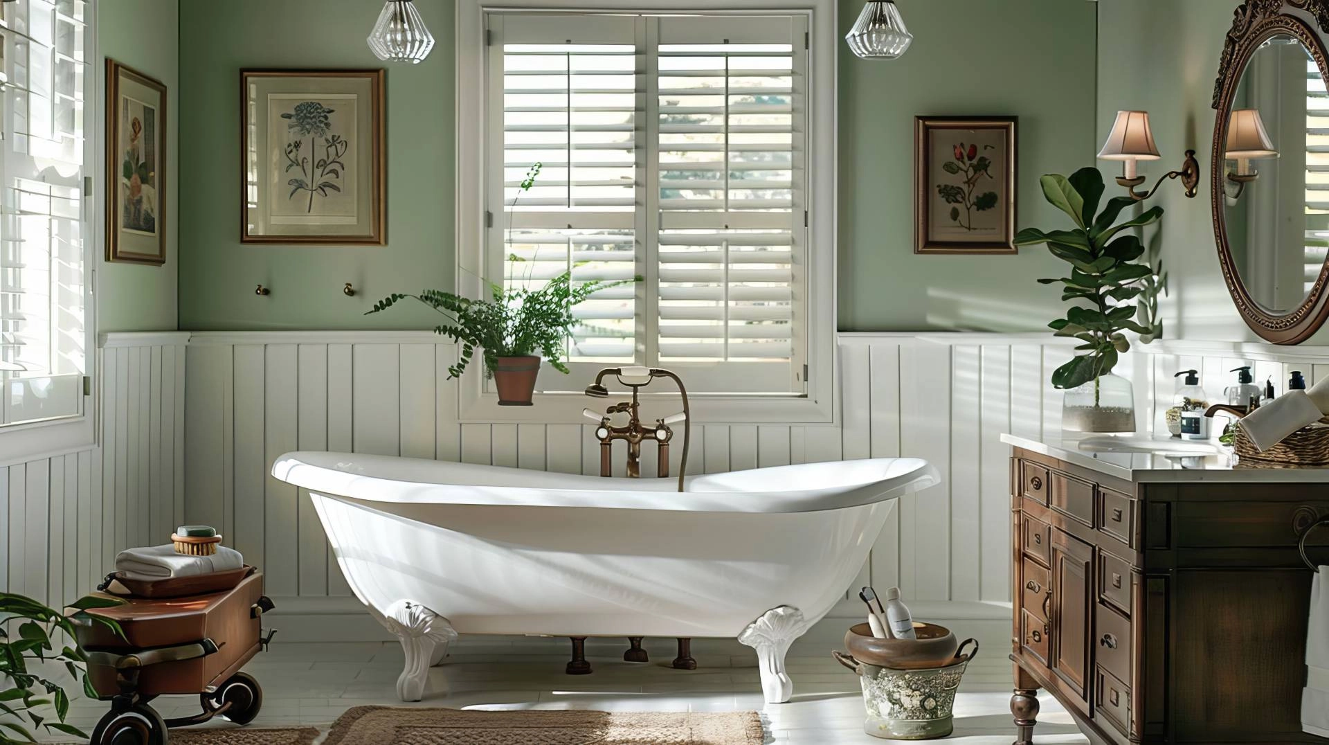 Window shutters covering a mid-century modern bathroom near Anaheim, CA
