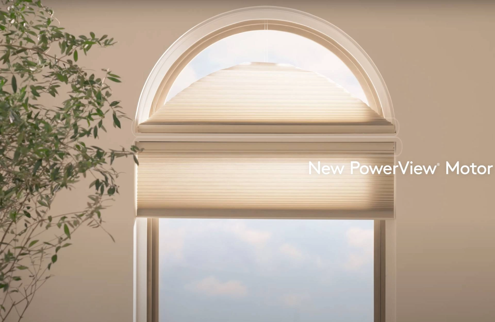 Hunter Douglas Duette® Cellular Shades with the PowerView® Arch in an arched window near Venice, Florida