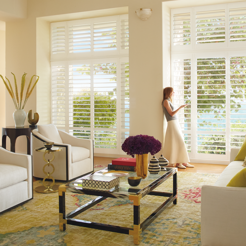 Palm Beach™ Polysatin™ Shutters with PowerView® Automation